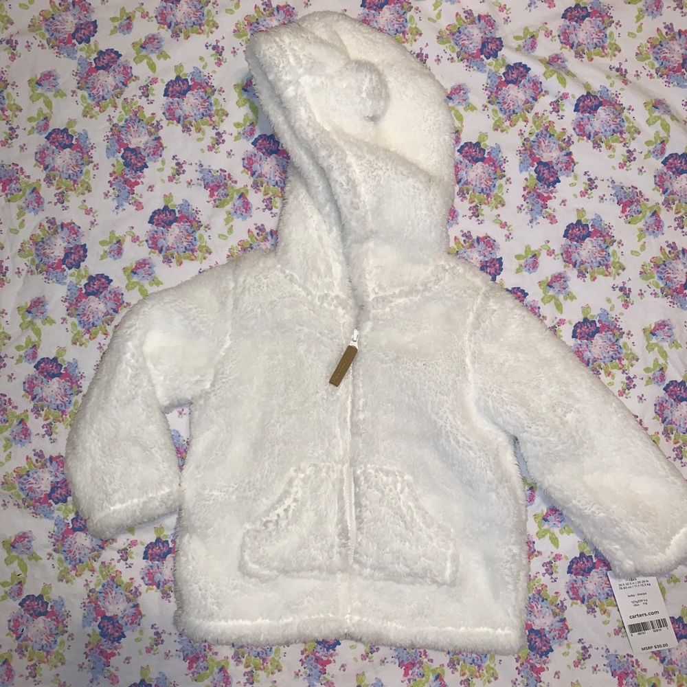 Carters fuzzy white jacket size 18 months